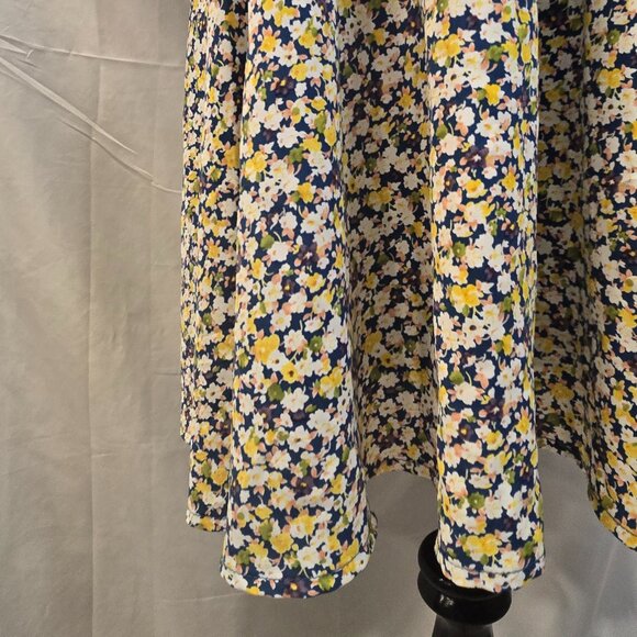 Staccato Dress Blue & Yellow Floral Size Large Fit-to-flare Smocked Waist - Picture 6 of 11